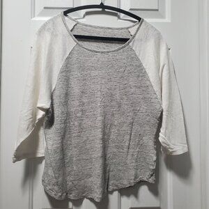 Gap Linen Three Quarter Raglan Sleeve T Shirt | Small